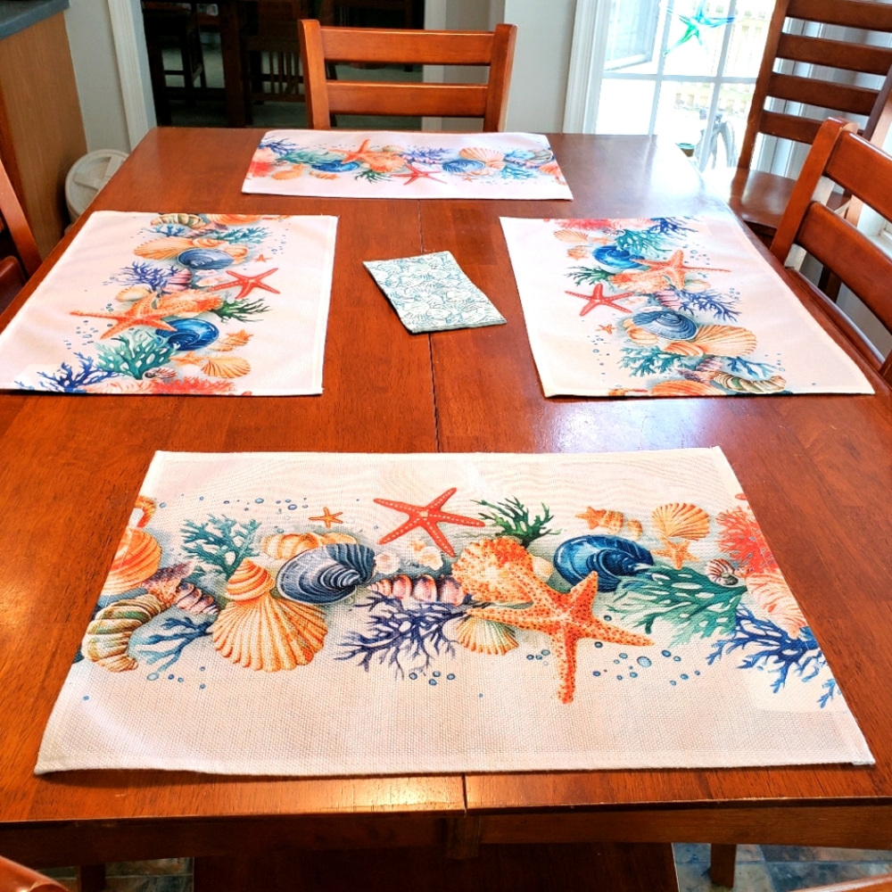 SET OF 6 VIBRANTLY COLORED NAUTICAL PLACEMATS